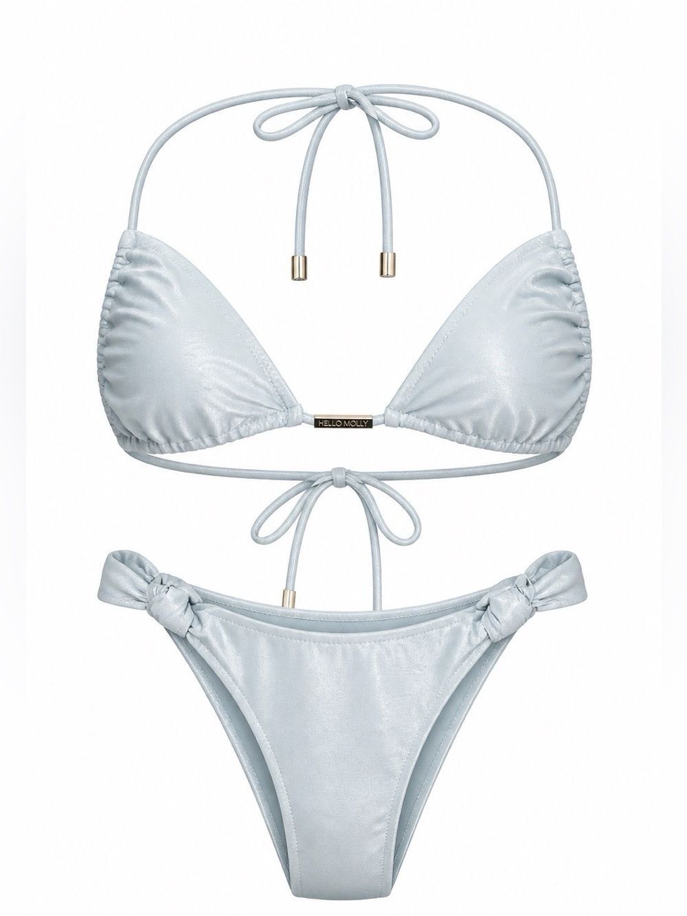 Hello Molly Pale Silver Lifeguard on Duty Tie Bikini Set